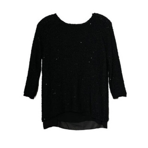 Zara Sparkle Sequins Black‎ Knit Lined Tunic Long Sleeves Sweater Women Size M